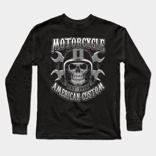 Skull Biker American Custom Long Sleeve T-Shirt